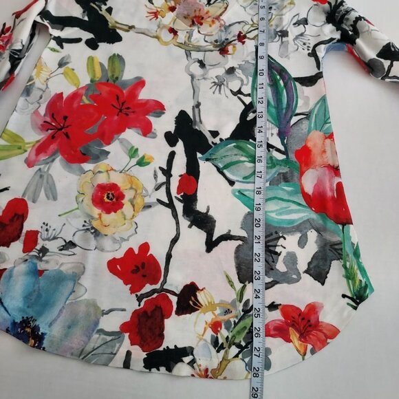 Soft Surroundings Fiore Floral Watercolor V-Neck Tunic Top - Picture 7 of 8